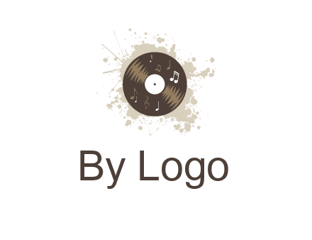 disc with music notes and splatter logo