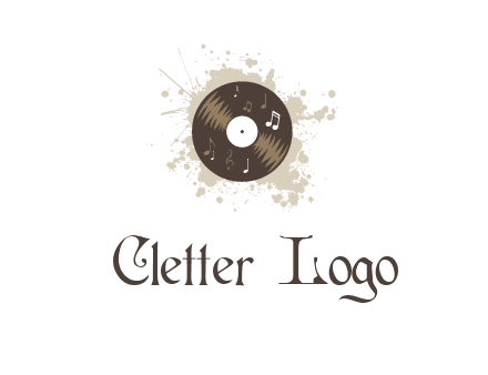 disc with music notes and splatter logo
