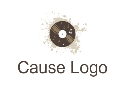 disc with music notes and splatter logo