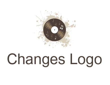disc with music notes and splatter logo