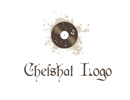 disc with music notes and splatter logo