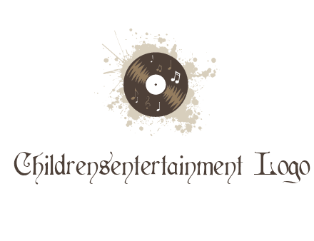 disc with music notes and splatter logo