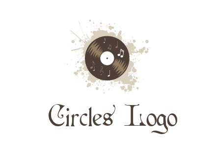 disc with music notes and splatter logo