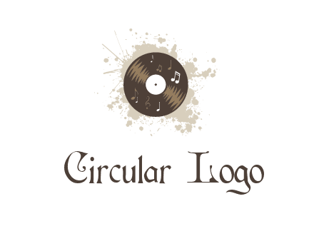 disc with music notes and splatter logo