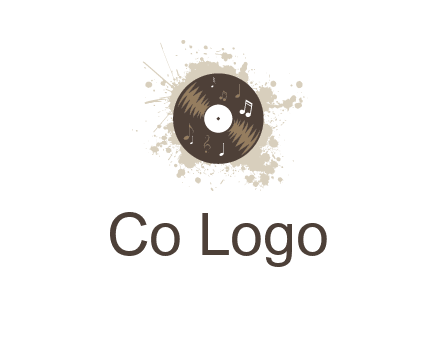 disc with music notes and splatter logo