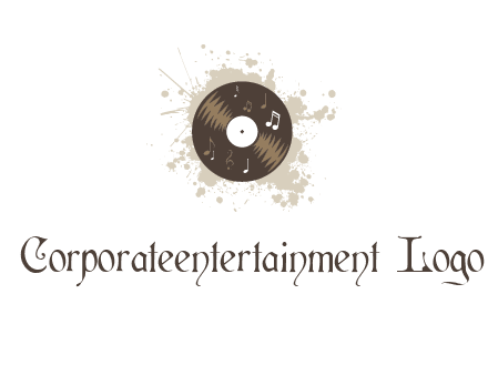 disc with music notes and splatter logo