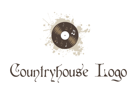 disc with music notes and splatter logo