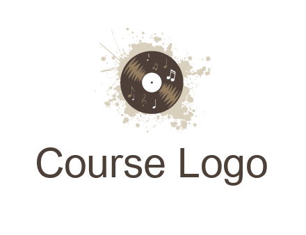 disc with music notes and splatter logo