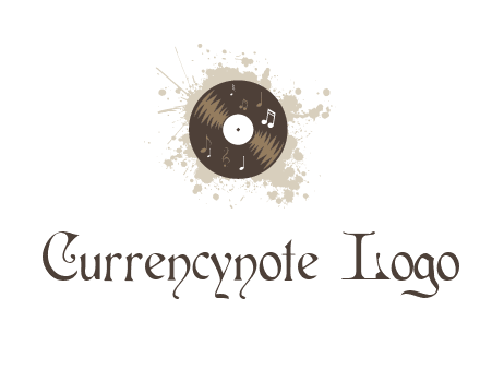 disc with music notes and splatter logo