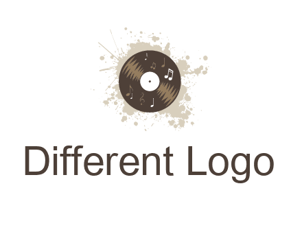 disc with music notes and splatter logo