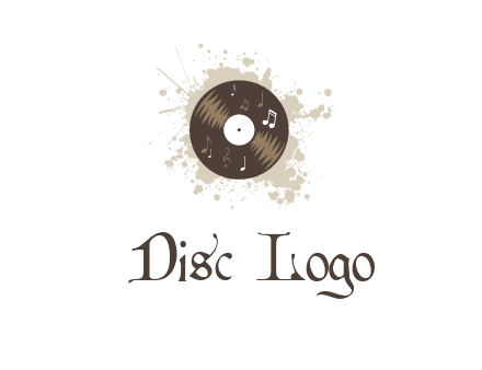 disc with music notes and splatter logo