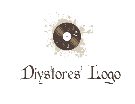 disc with music notes and splatter logo