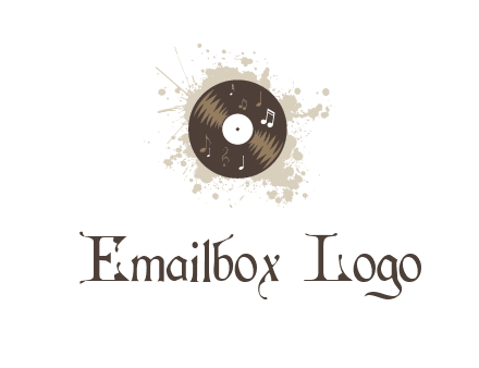 disc with music notes and splatter logo