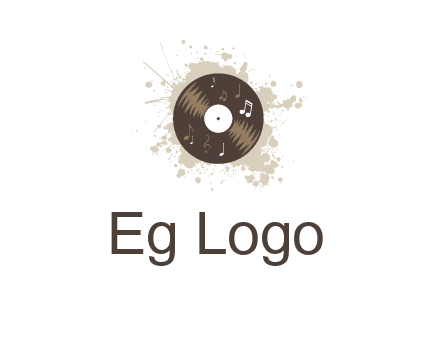 disc with music notes and splatter logo