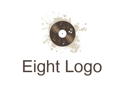disc with music notes and splatter logo