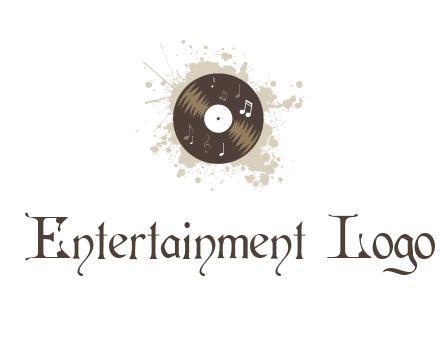 disc with music notes and splatter logo