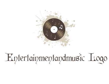 disc with music notes and splatter logo