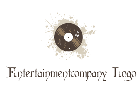 disc with music notes and splatter logo