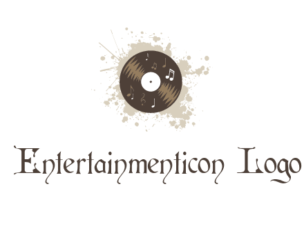 disc with music notes and splatter logo