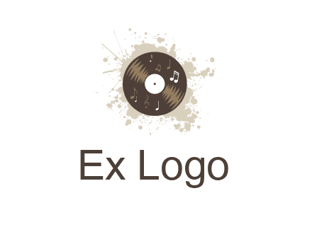 disc with music notes and splatter logo