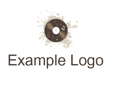disc with music notes and splatter logo