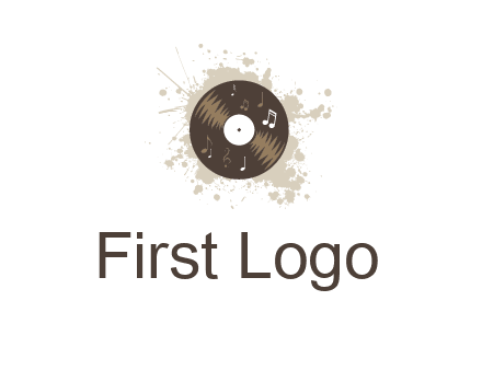 disc with music notes and splatter logo