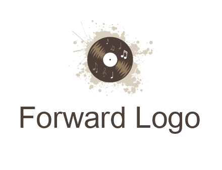 disc with music notes and splatter logo