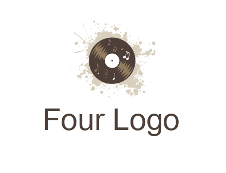 disc with music notes and splatter logo
