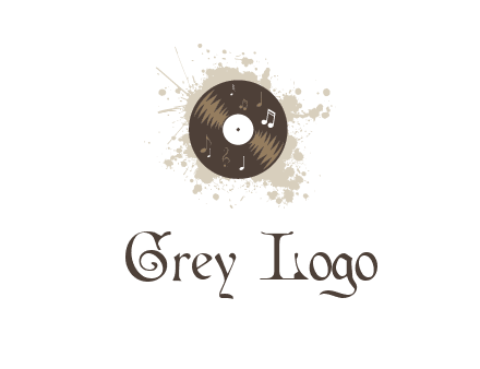 disc with music notes and splatter logo