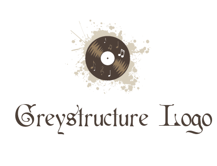 disc with music notes and splatter logo