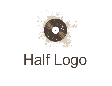 disc with music notes and splatter logo
