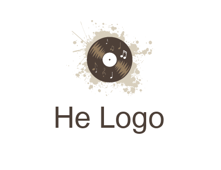 disc with music notes and splatter logo