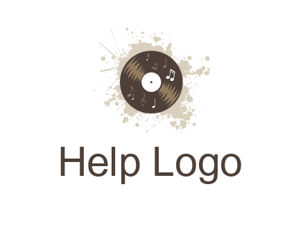 disc with music notes and splatter logo
