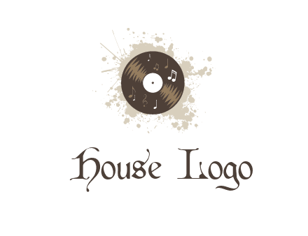 disc with music notes and splatter logo