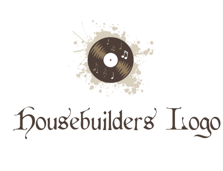 disc with music notes and splatter logo