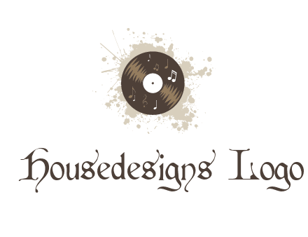 disc with music notes and splatter logo