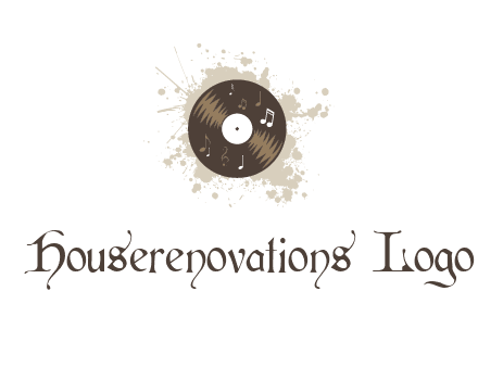 disc with music notes and splatter logo