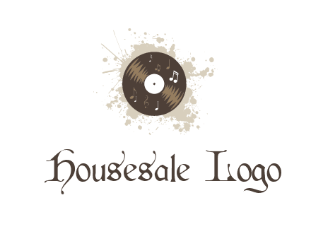 disc with music notes and splatter logo