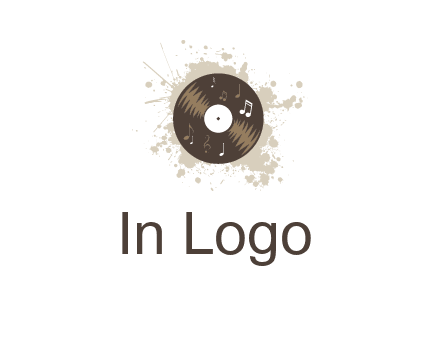 disc with music notes and splatter logo