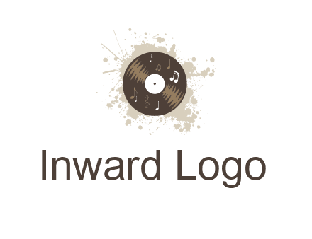 disc with music notes and splatter logo