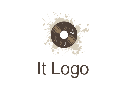 disc with music notes and splatter logo