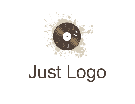 disc with music notes and splatter logo