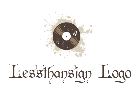 disc with music notes and splatter logo