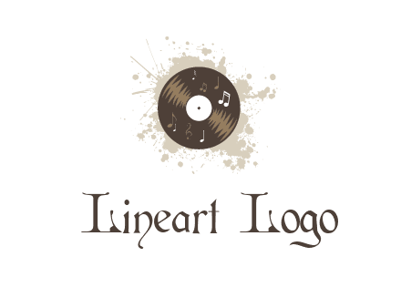 disc with music notes and splatter logo