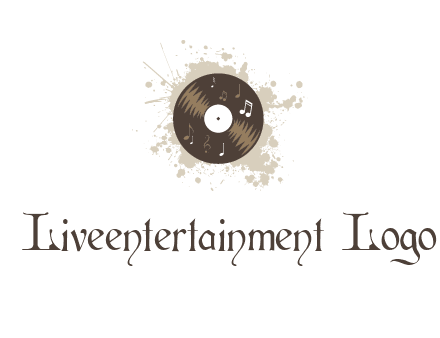 disc with music notes and splatter logo