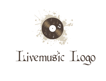 disc with music notes and splatter logo