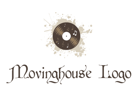 disc with music notes and splatter logo