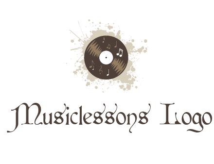 disc with music notes and splatter logo
