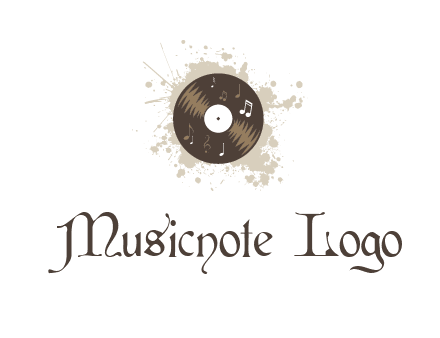 disc with music notes and splatter logo