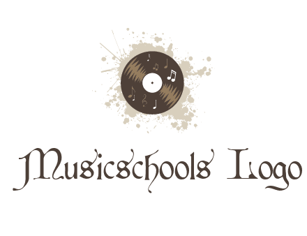 disc with music notes and splatter logo